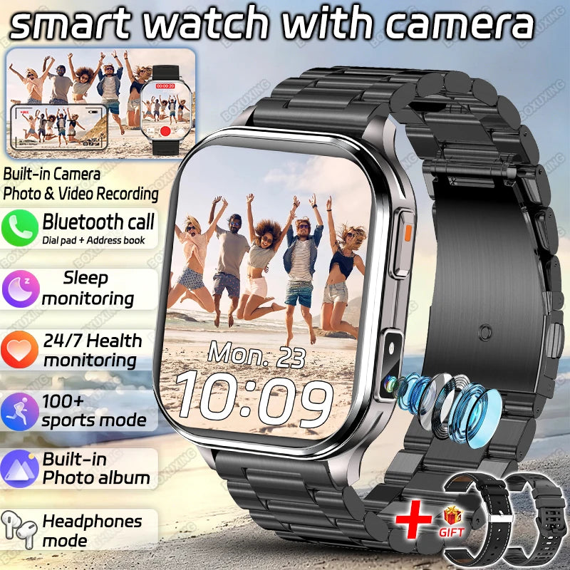 2026 Νew Smart Watch With Camera Men Women Photos Record Video Health Sports Fitness IP68 Waterproof Call Recording Smartwatches