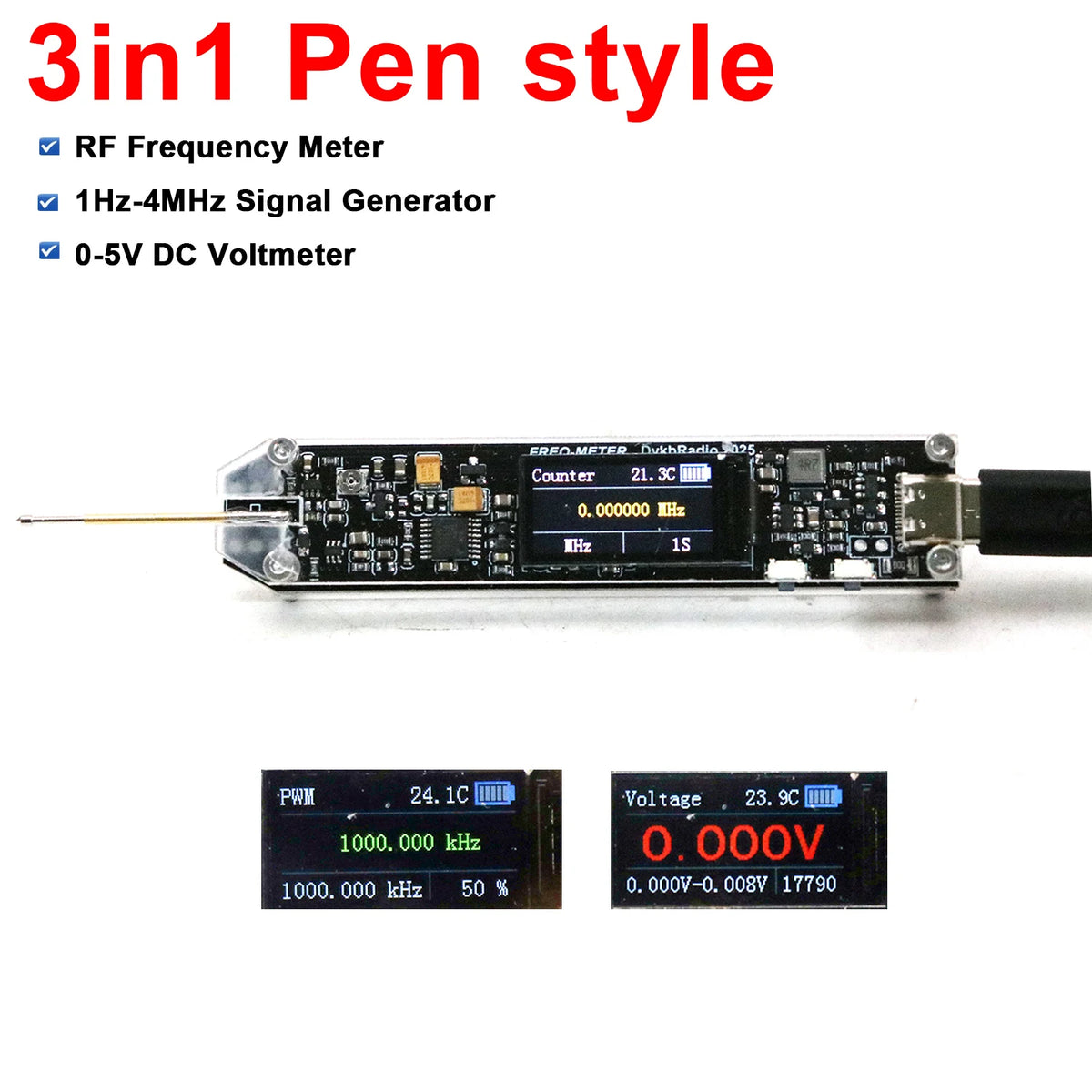 Pen Frequency Counter with Voltage and PWM Functions