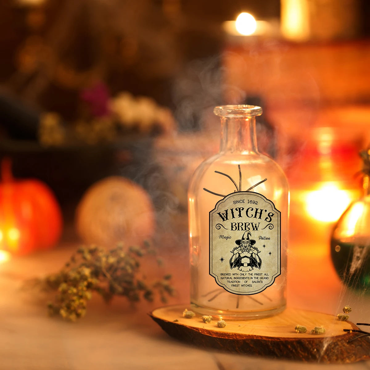 12/24pcs Halloween Retro Horror Gothic Wine Bottle Labels Sticker Vintage Witch Graffiti Potion Decals for Halloween party decor