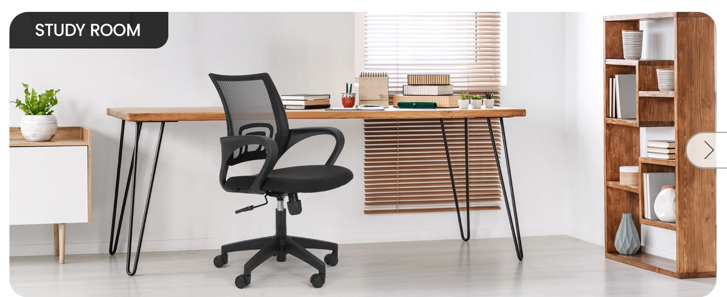 Black Mesh Office Chair with Lumbar Support, Swivel & Adjustable Height