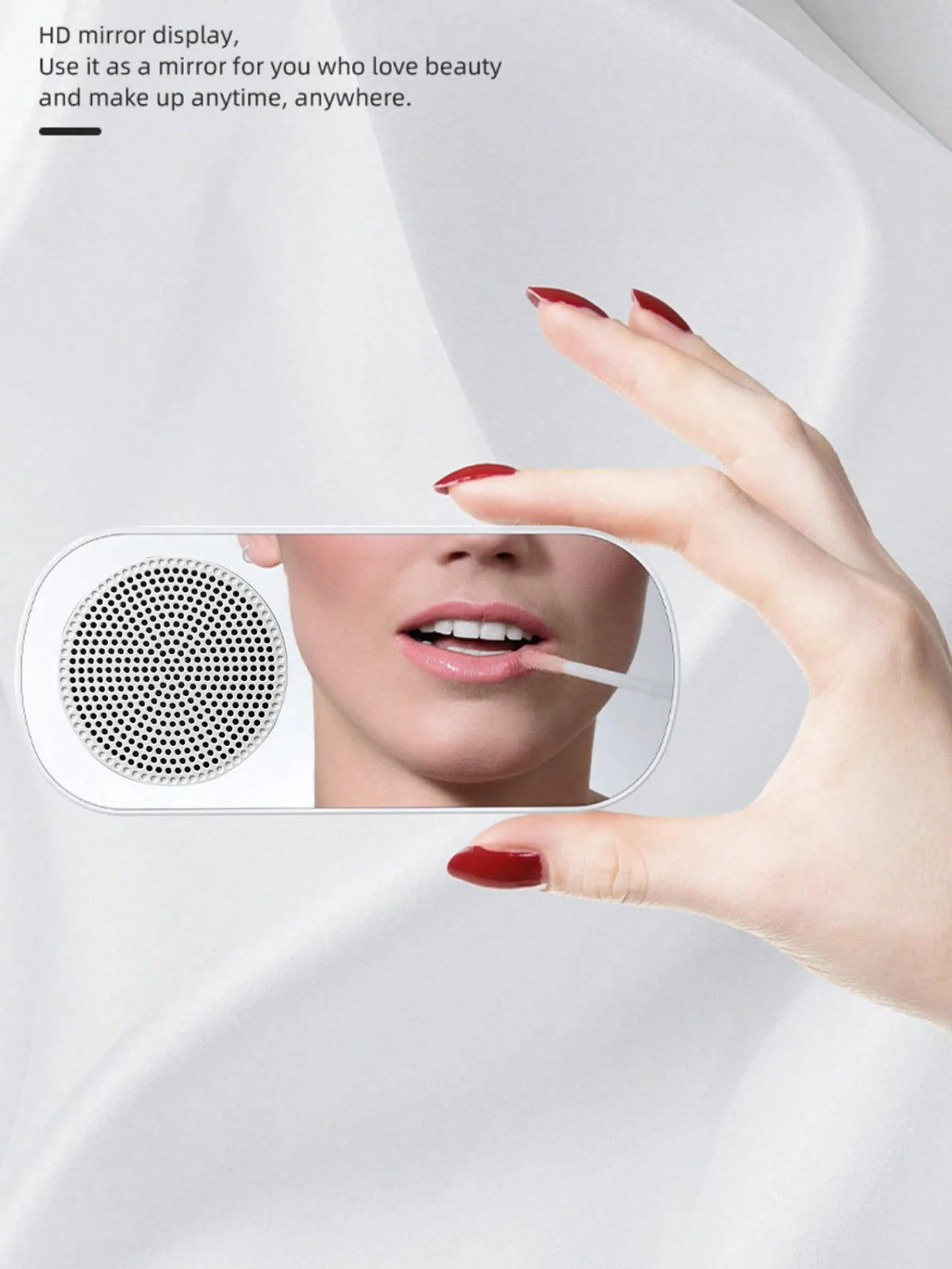 Bluetooth Speaker, Mirror-Faced Clock Alarm Clock Smart Speaker, Bass-Heavy FM Card Insertable Small Speaker
