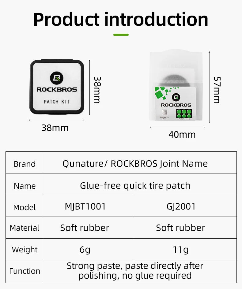 Glue-Free Bicycle Tire Repair Kit for Road & Mountain Bikes