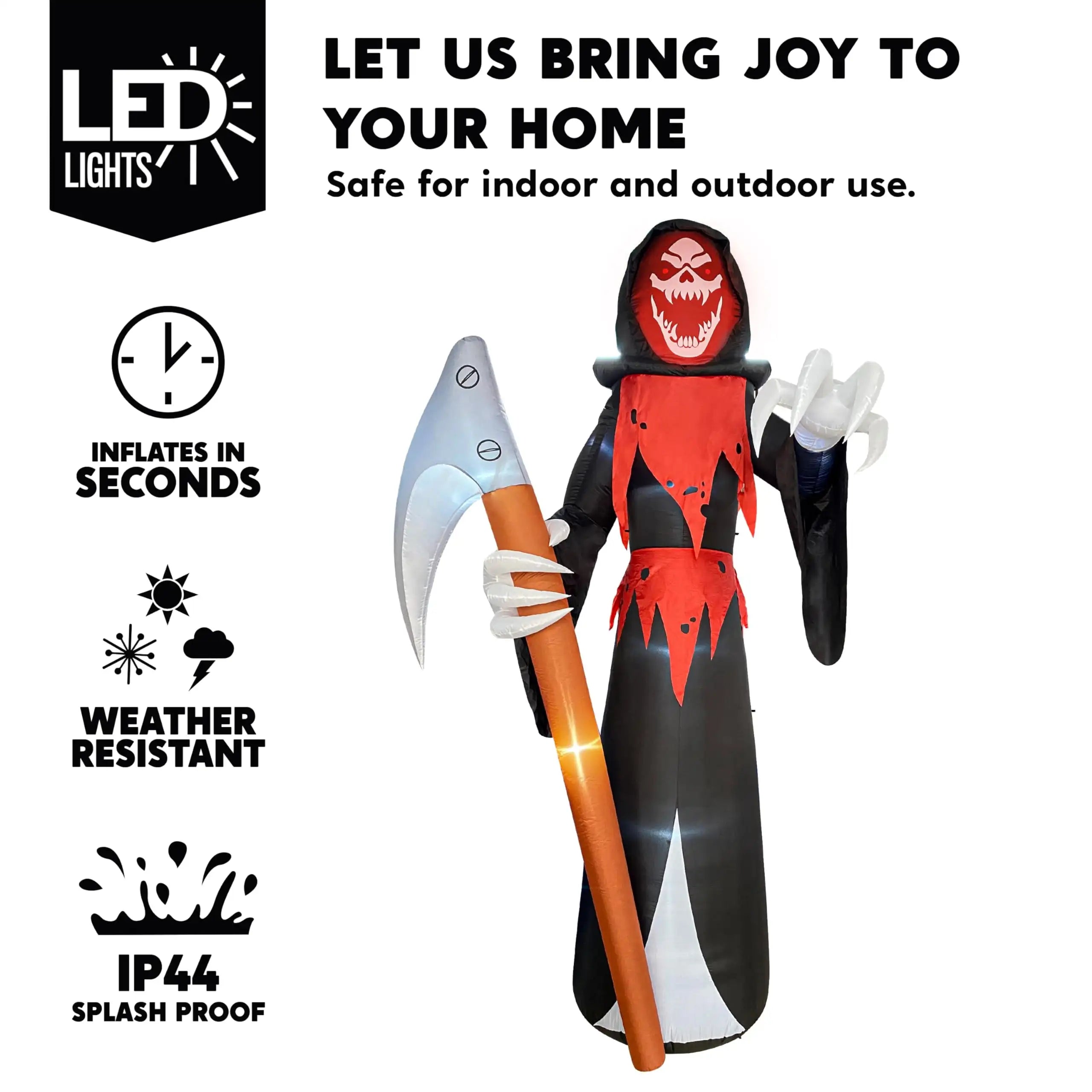 12 FT Halloween Inflatable Grim Reaper with LED Lights