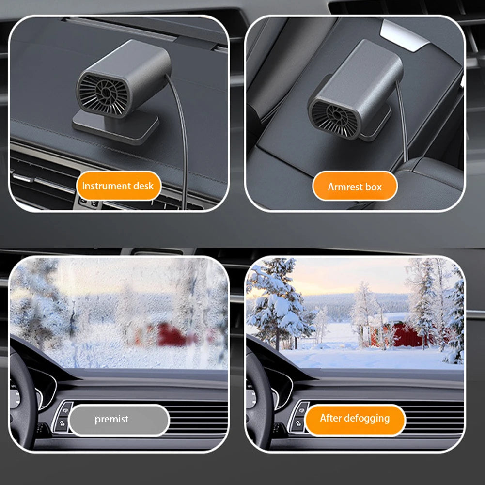 12V 200W Car Heater Demister Strong Suction Type Heating Fan Electric Cooling Windshield Defroster Defogging Demister For Winter