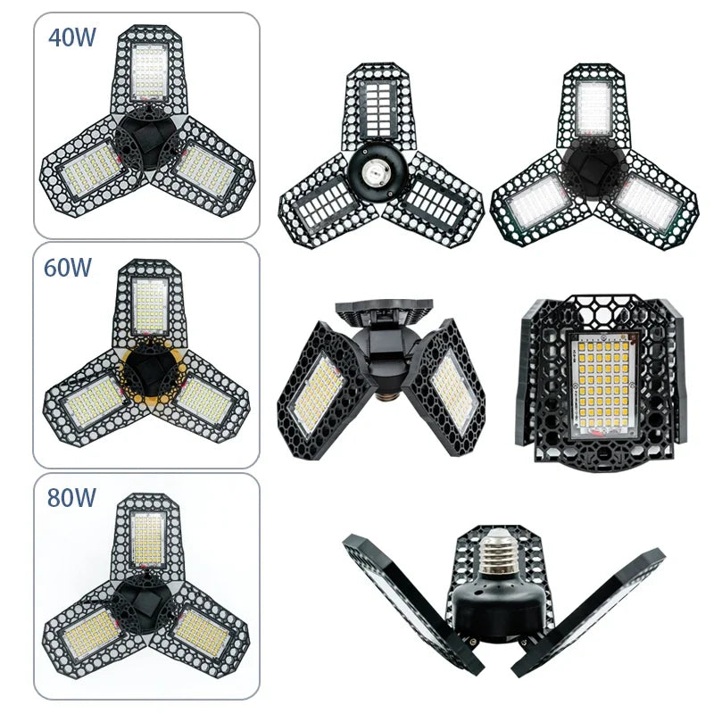E27 LED Garage Light with 3 Adjustable Panels