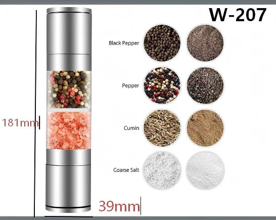 Stainless Steel Salt and Pepper Mill, Adjustable Manual Grinder