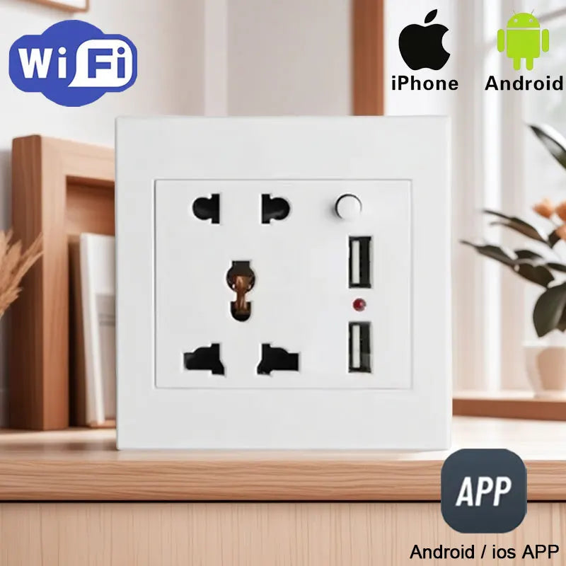 Wi-Fi Smart Socket with Dual USB Ports for Easy Home Control