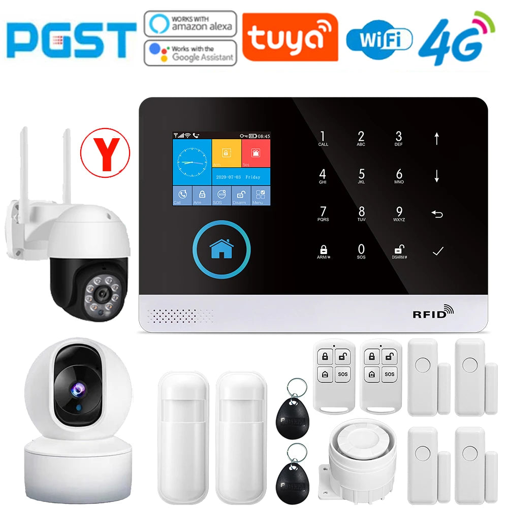 PGST-103 Graffiti Alarm System, 4G Secure Home WiFi Smart Home Alarm, Wireless Security System Device, Controlled by Smart Life