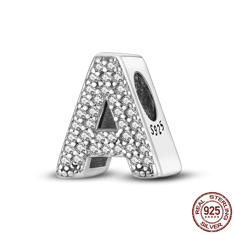 925 Sterling Silver Alphabet Bead Charm