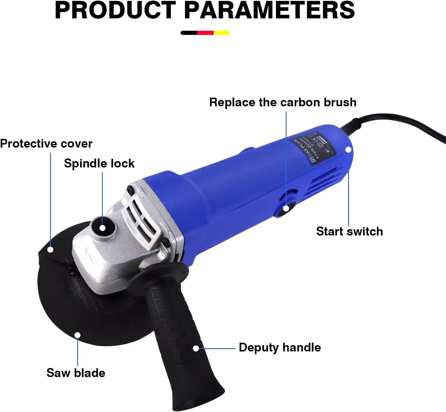 DayPlus 2000W Electric Angle Grinder 115mm
