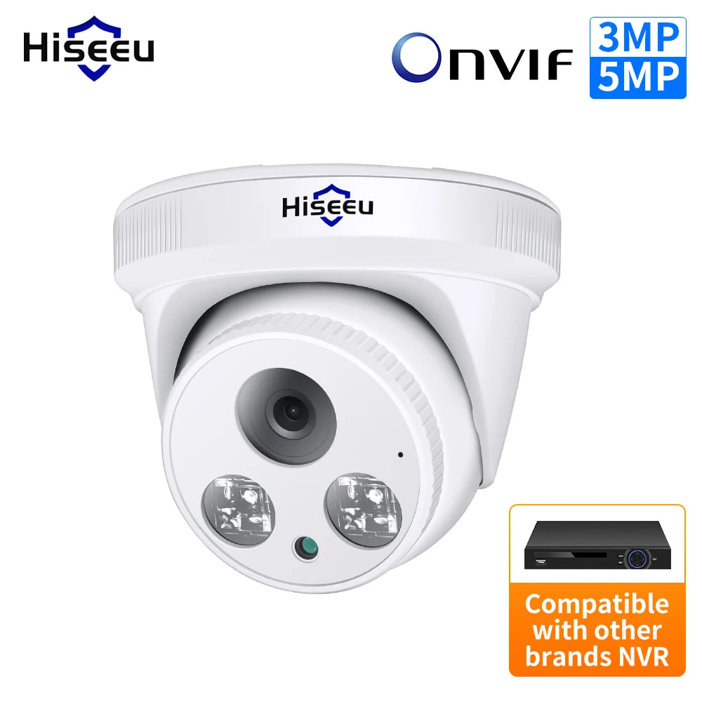 5MP PoE IP Dome Sicherheitskamera mit Bewegungserkennung, Innen/Außen