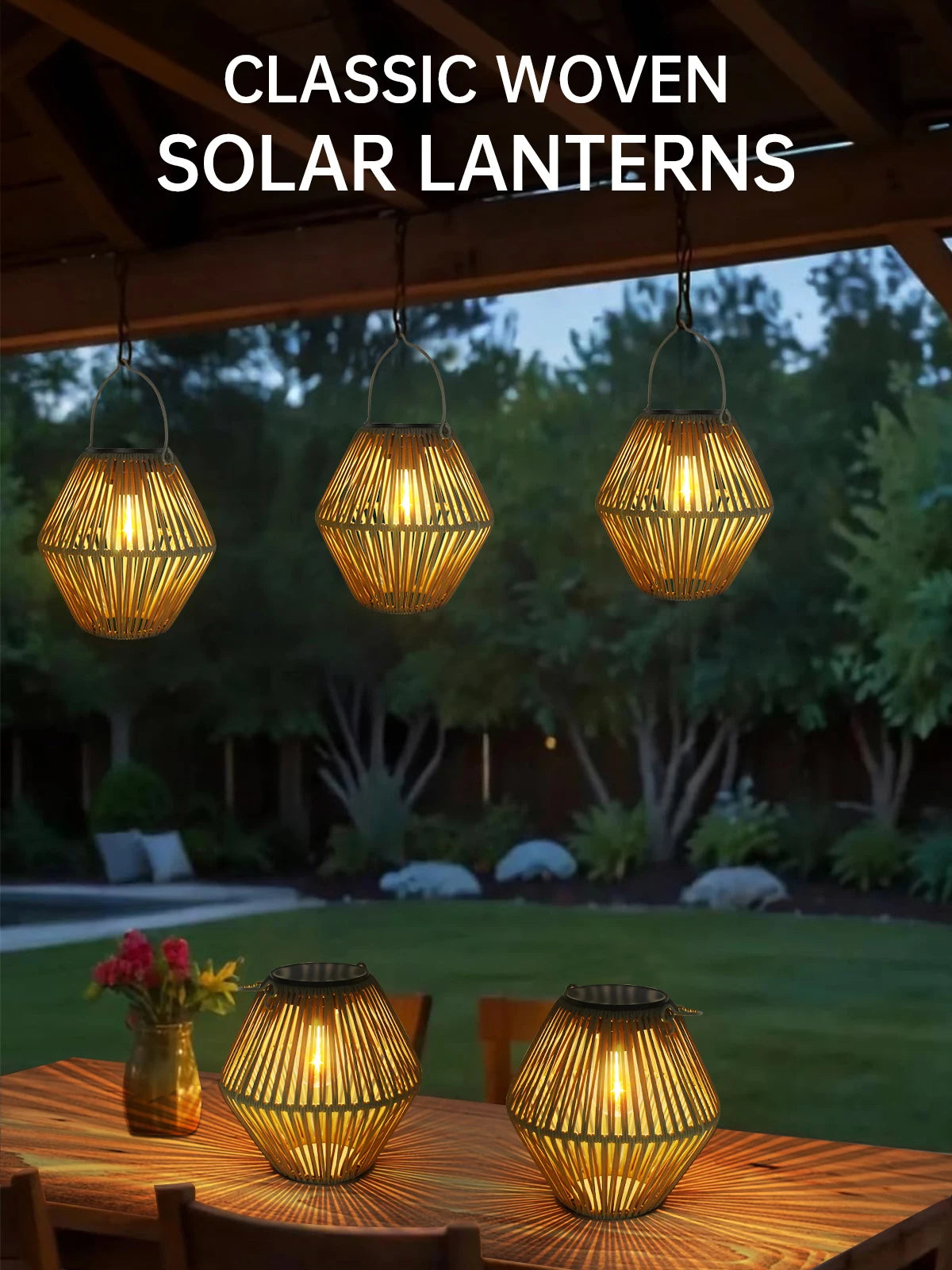 Solar Woven-Style Lantern for Garden Decoration