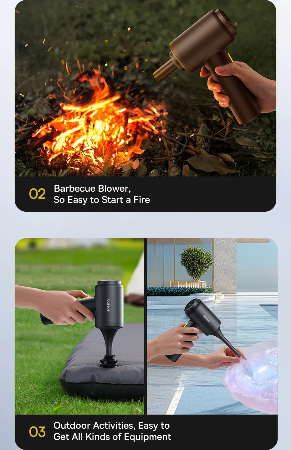 Baseus Car Vacuum Cleaner Wireless Air Dust Blower Gun for Car Powerful Portable Car Cleaning Appliance Cordless Vehicle Cleaner