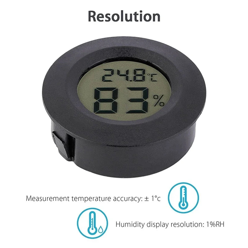 Round Digital Thermometer and Hygrometer for Terrariums