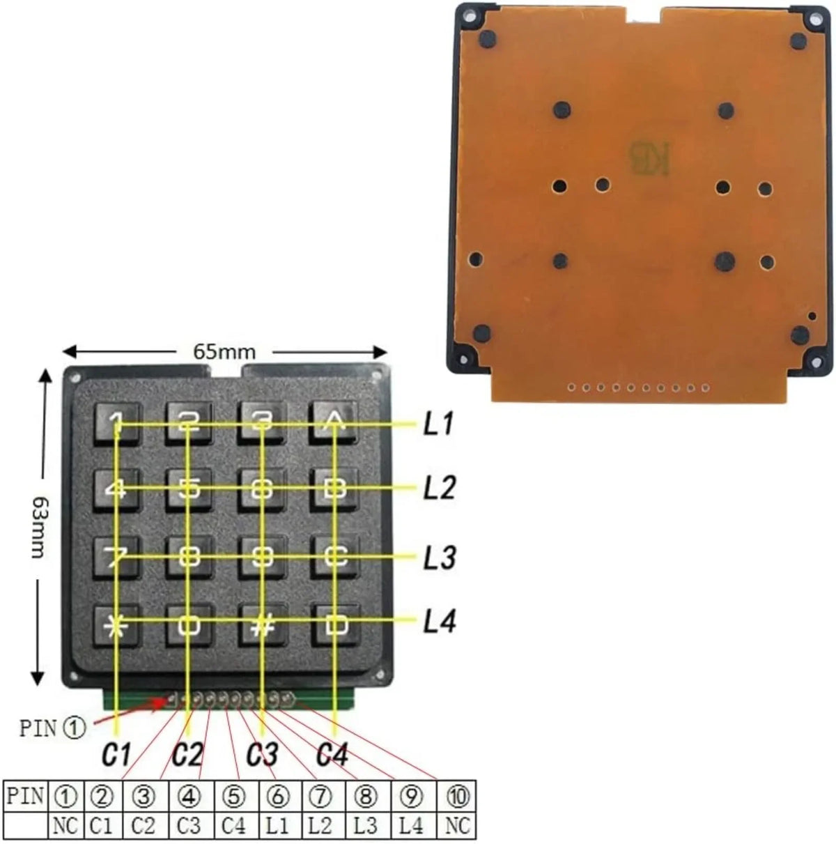Matrix Membrane Keypad - 12 or 16 Keys