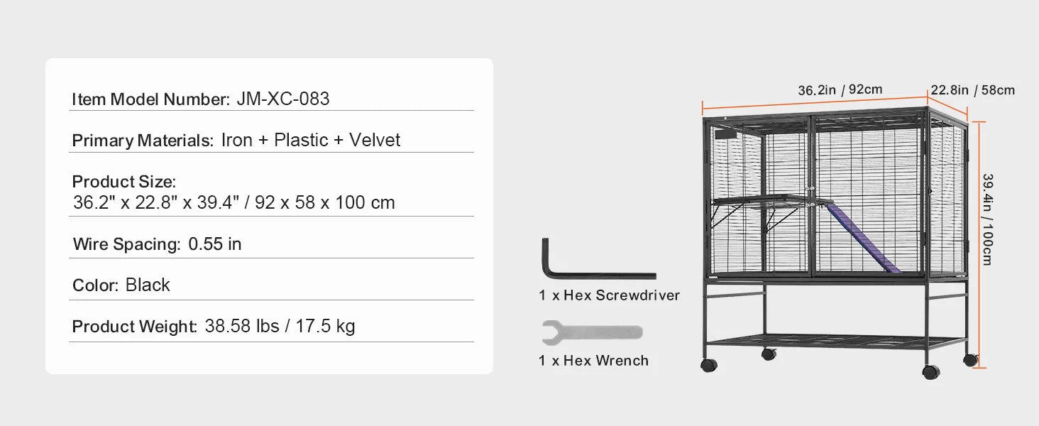 Rolling Metal Ferret Cage with 4-Tier Critter Habitat