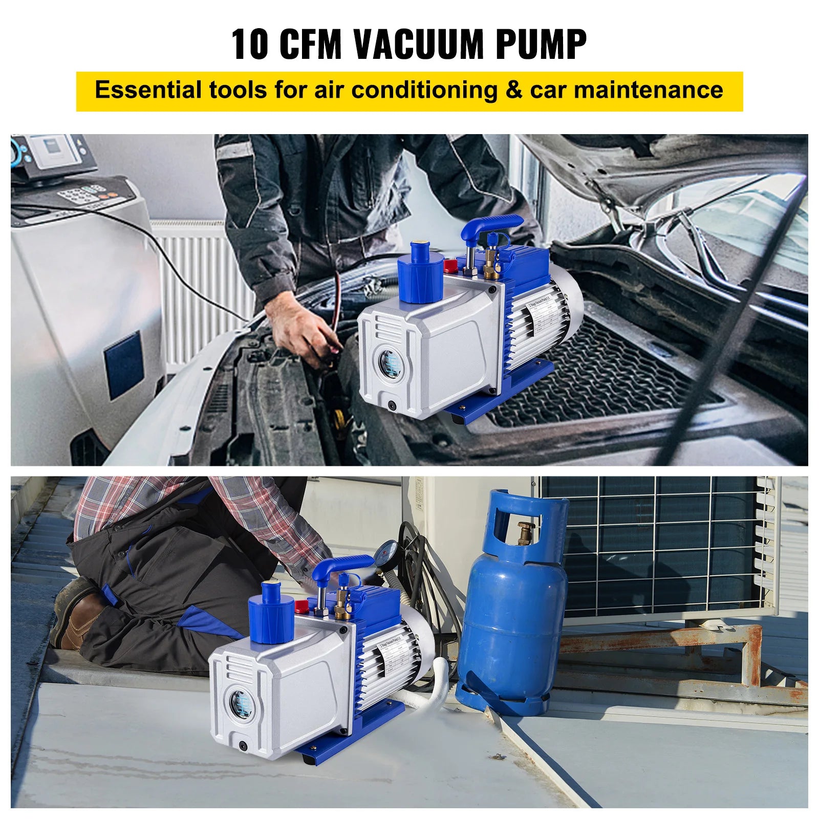 2 Stage Vacuum Pump 10 CFM 1 HP for HVAC and AC Refrigerant