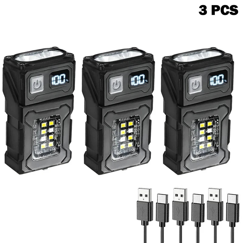 Portable Multifunctional USB Rechargeable LED Flashlight