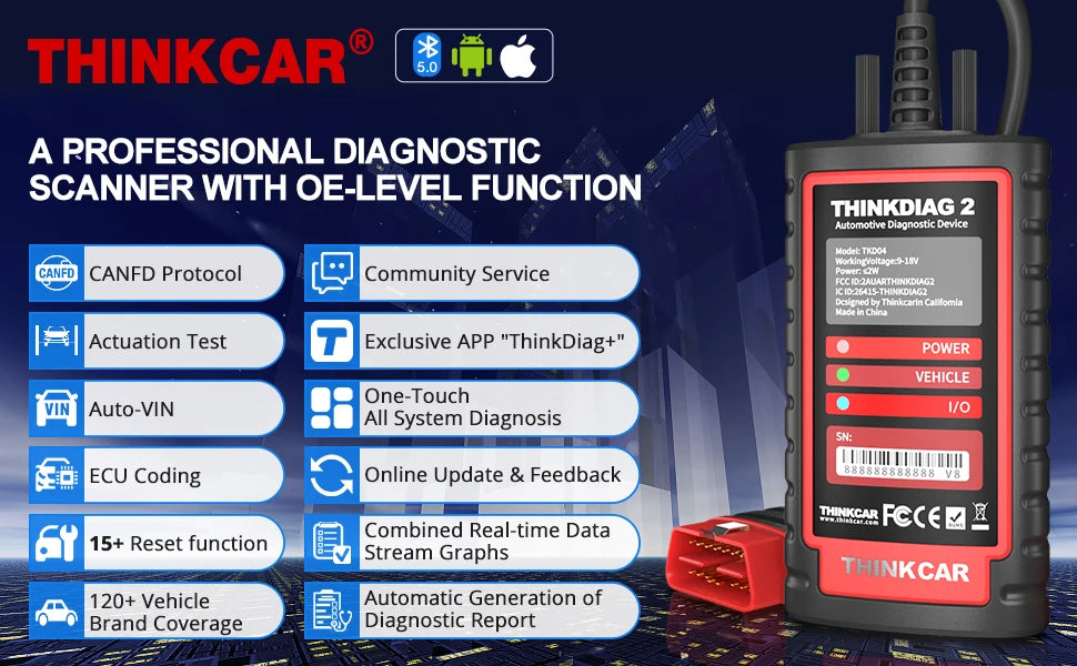 OBD2 Diagnostic Scanner with ECU Coding and Active Test