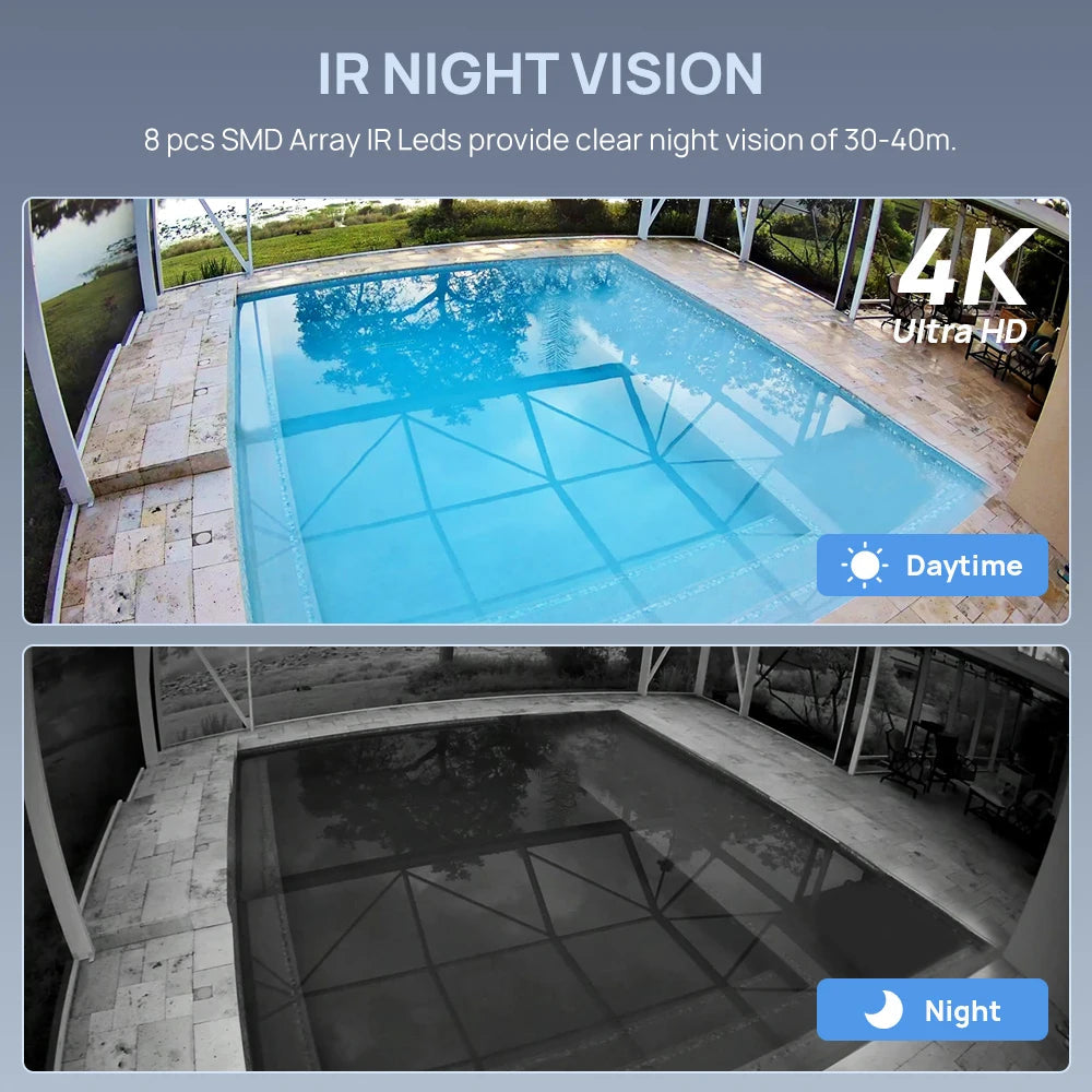 Vikylin Hikvision Compatible 8MP Dome PTZ IR Night Vision IP Camera 2-way Audio Home CCTV IP66 Outdoor Video Surveillance onvif