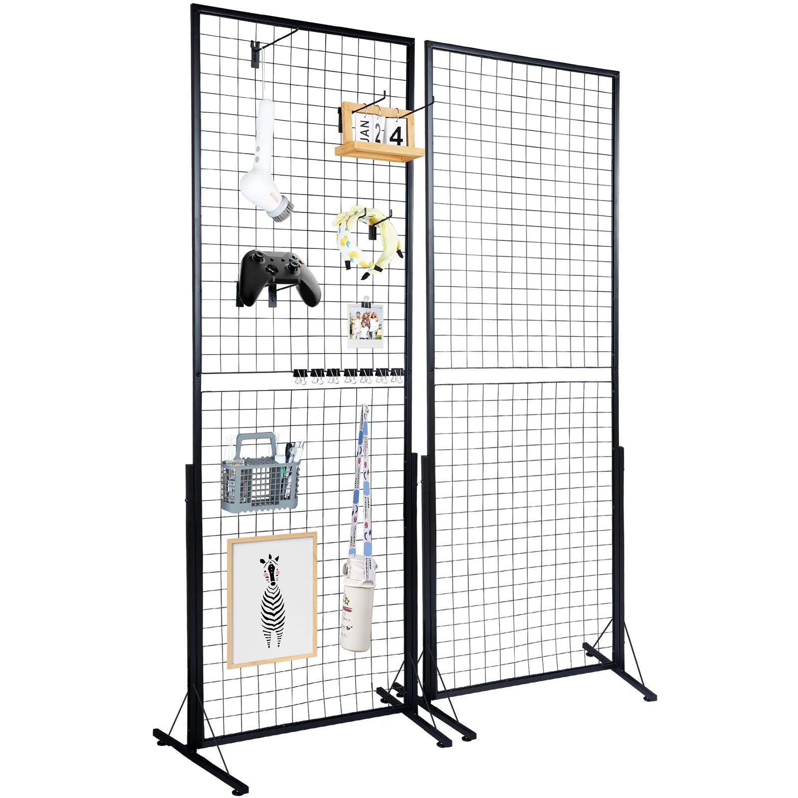 Grid Wall Display Panels with Hooks Double-Sided Rack Set