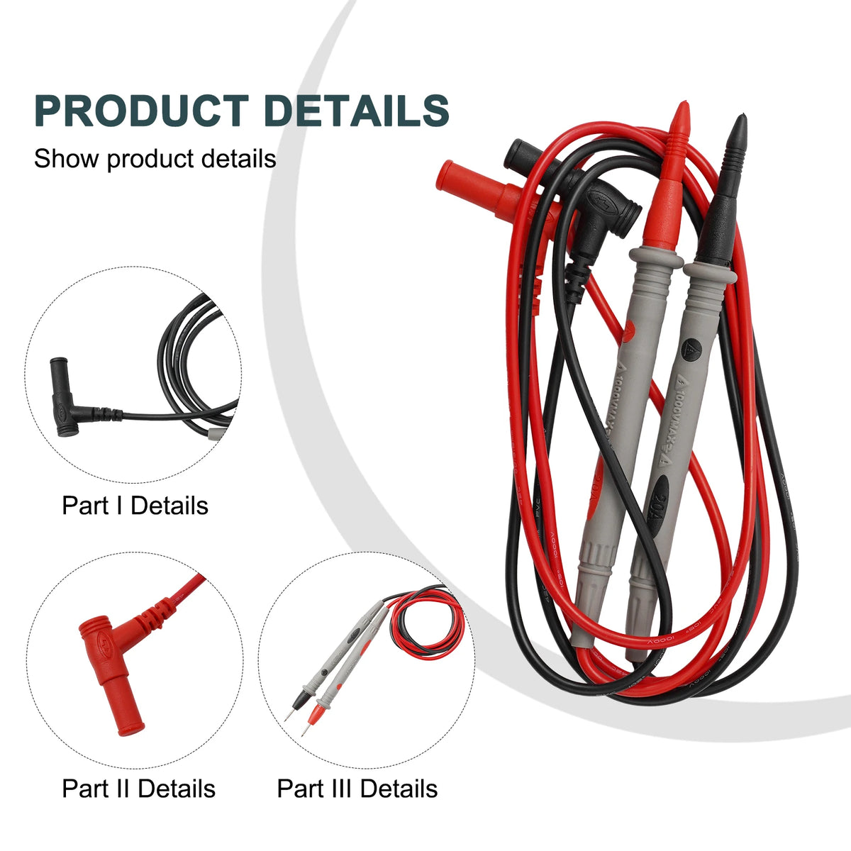 20A 1000V Multimeter Test Heads Needle Pin Digital Multi Meter Head Wire Pen Cable Kit Multimeter Voltmeter PVC Tester Kit