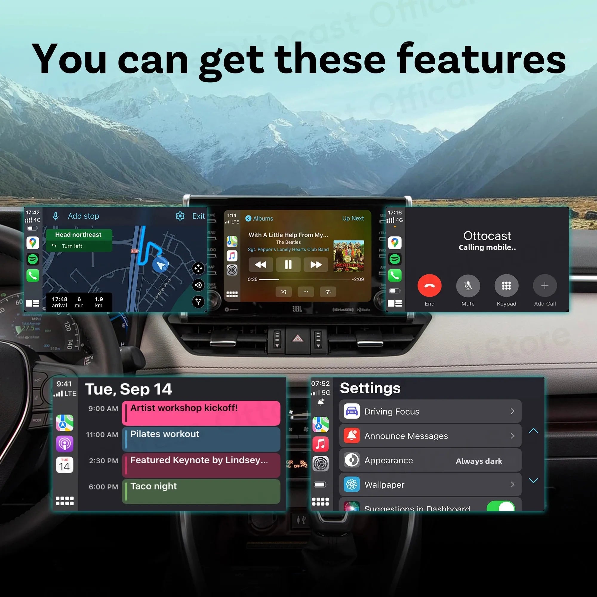 Wireless In-Car Phone Adapter with Pre-Installed Video Apps