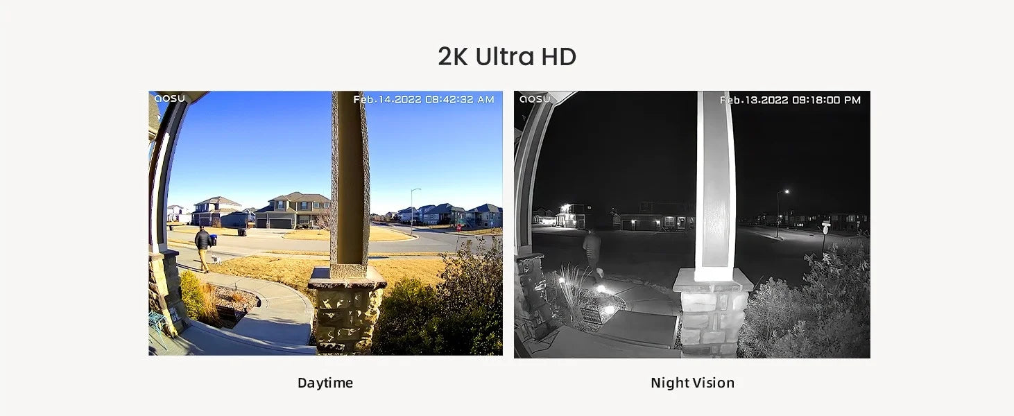 AOSU 3MP WiFi Video Doorbell with 2K Clarity and AI Detection