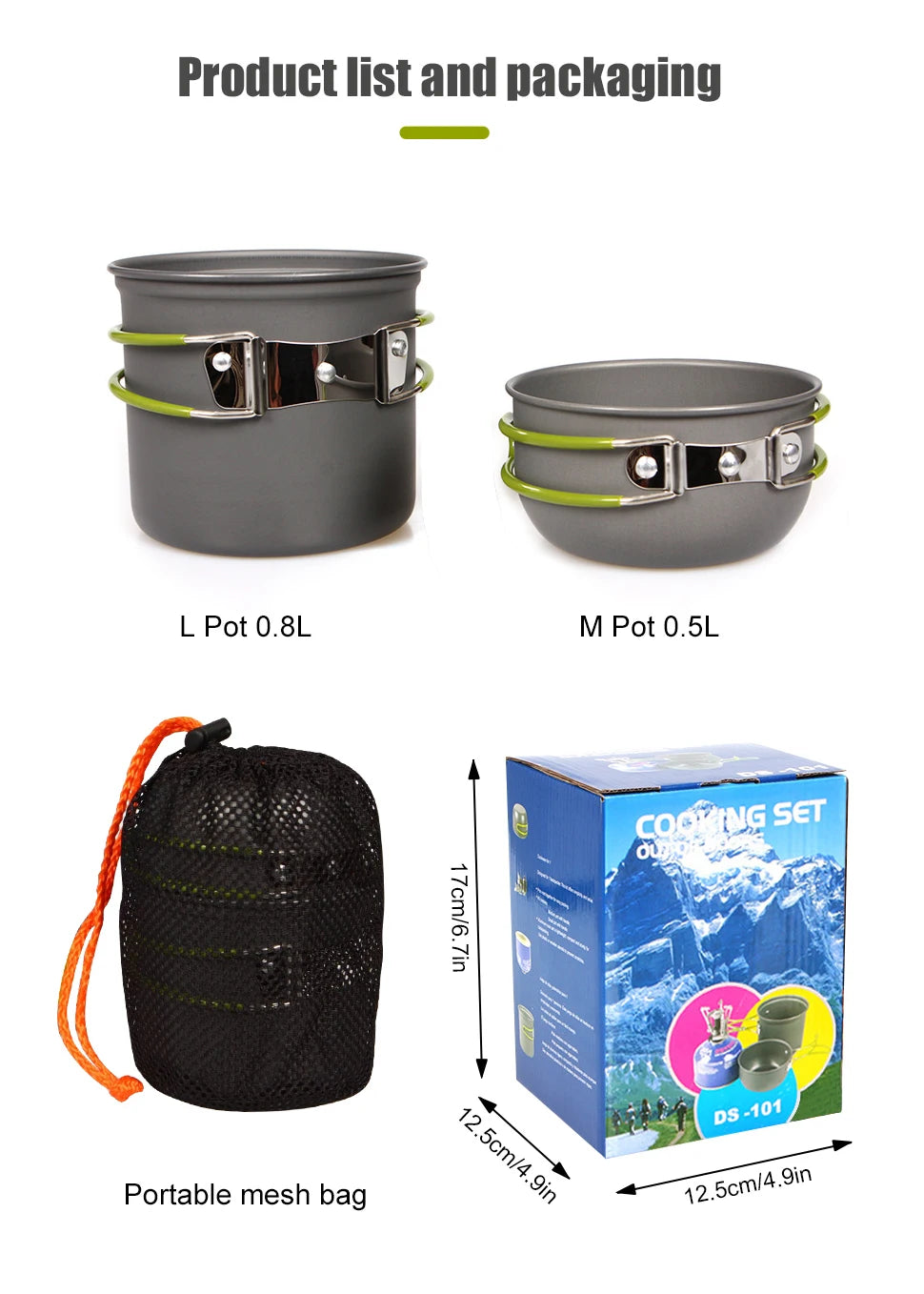 Camping Pot with Non-Stick Surface and Foldable Handle