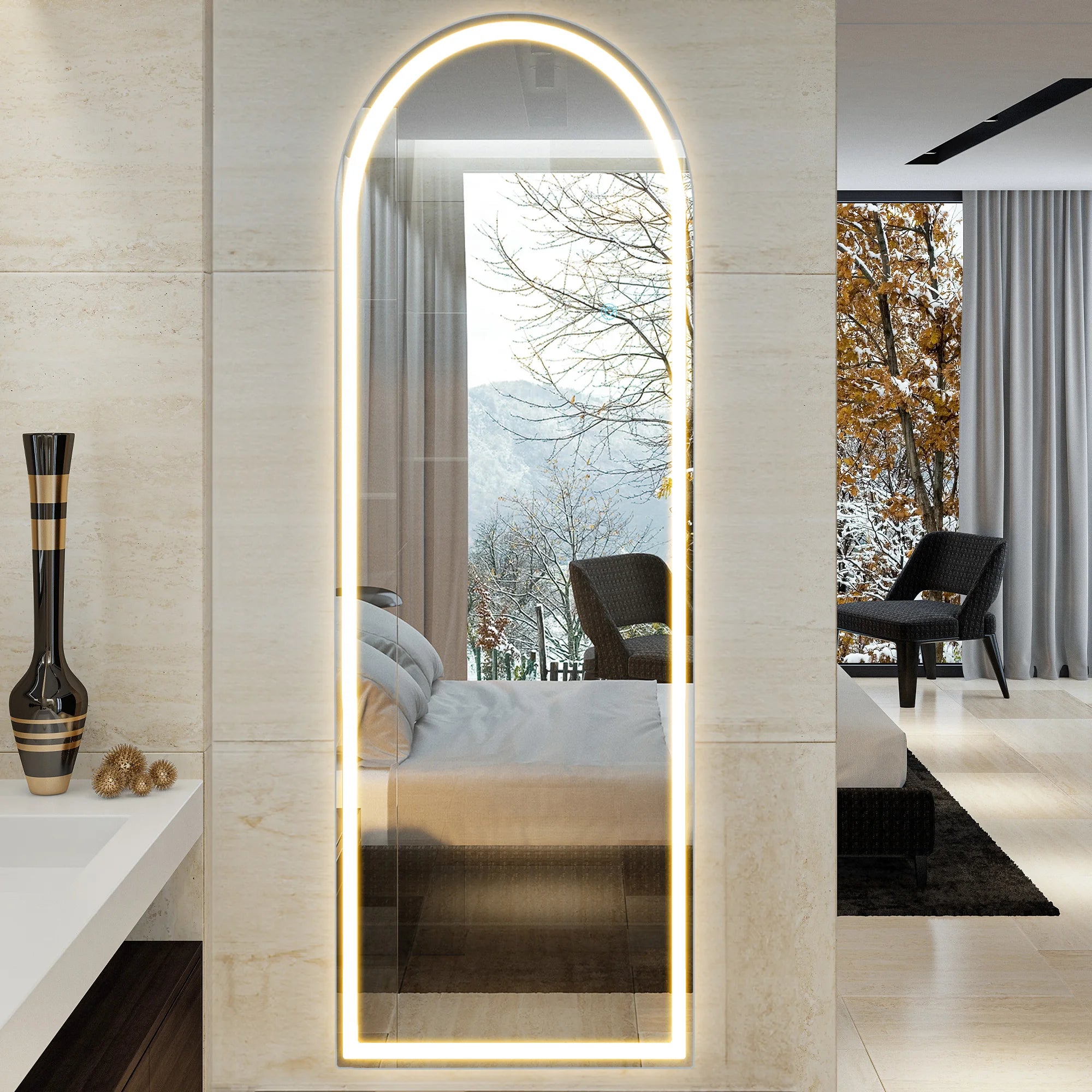 63" LED zrcadlo na celou délku s nastavitelným osvětlením ve 3 barvách