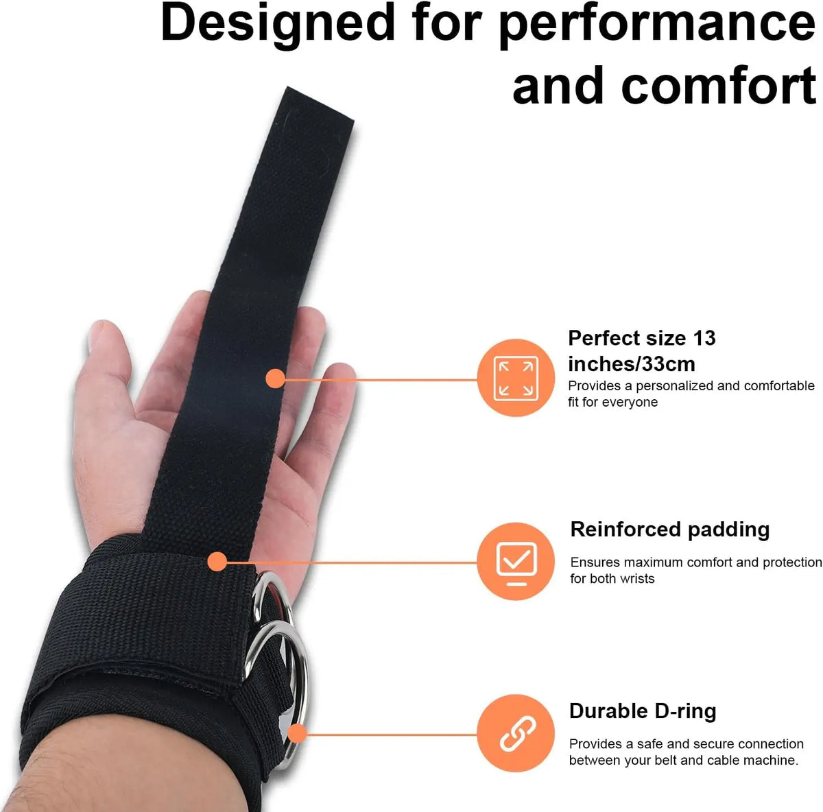 Pair of Weightlifting Wrist Straps with D-Ring for Deadlifts