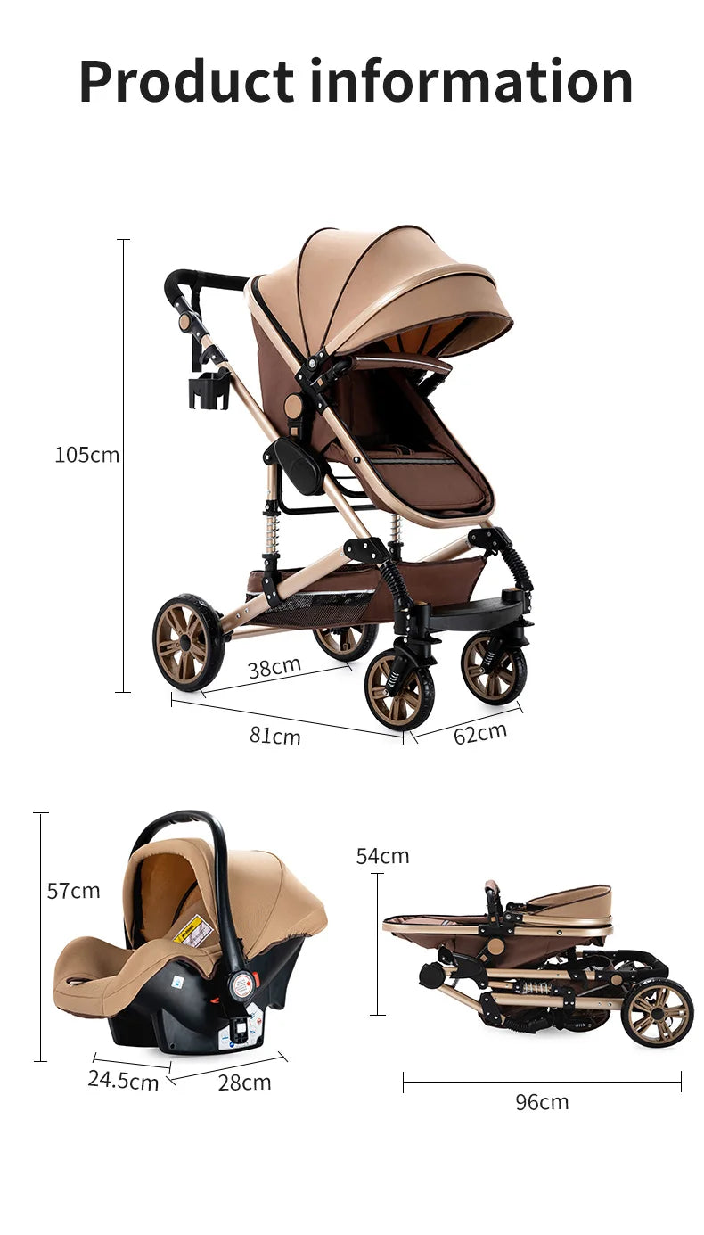Baby Stroller 3‑in‑1 Lightweight Multifunction Carriage for Newborns