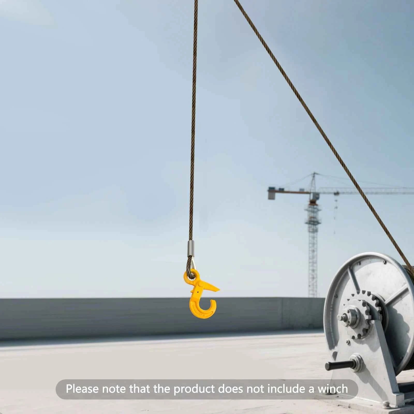 3/8in*75FT Steel Winch Cable, Steel Core Rope, Heavy Duty Wire Rope Cable With Self-locking Hook,Rated Load 1.12T