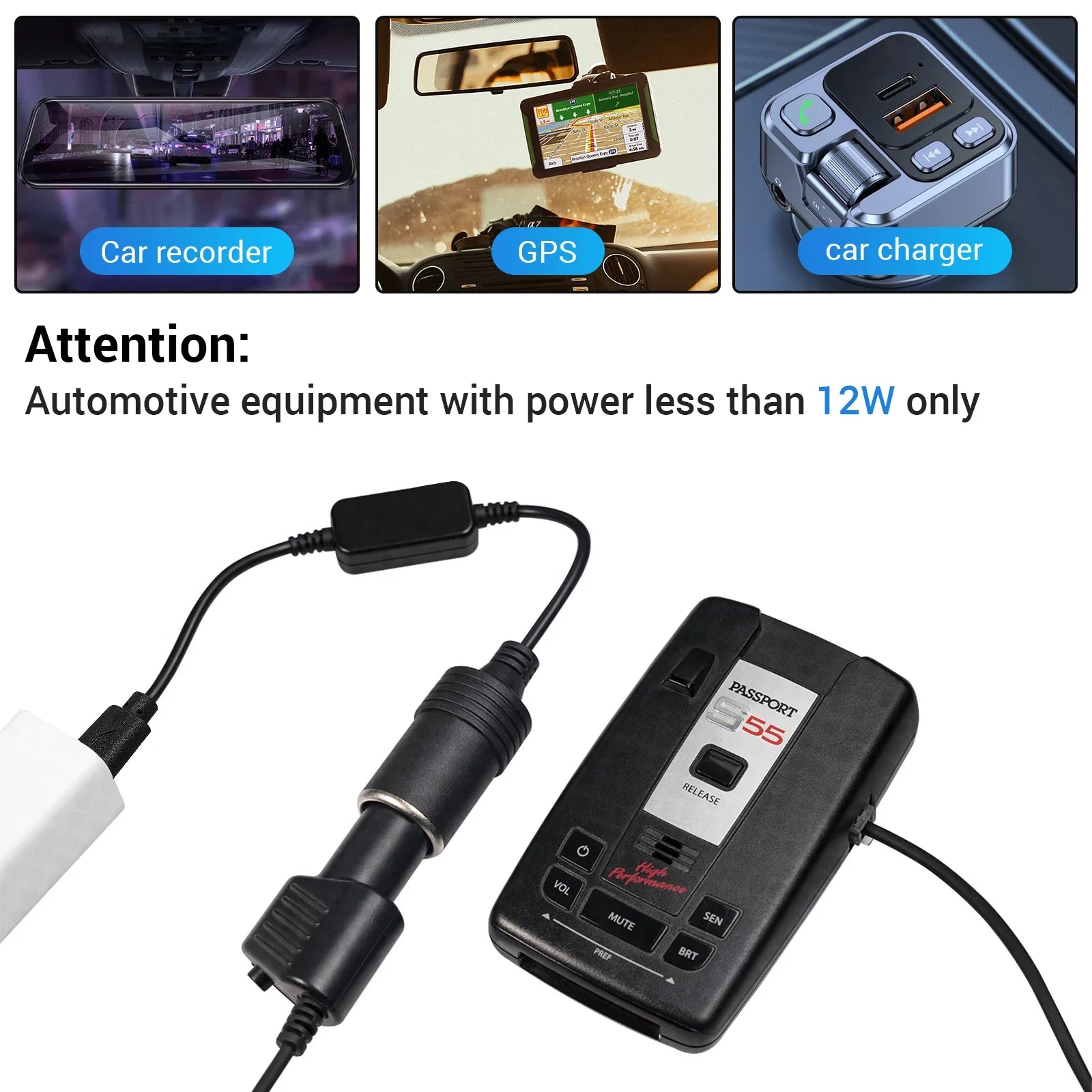5V To 12V Converter Cable Extender USB or Type C Chargers To Cigarette Lighter Socket Power Adapter Electronics Car Accessories
