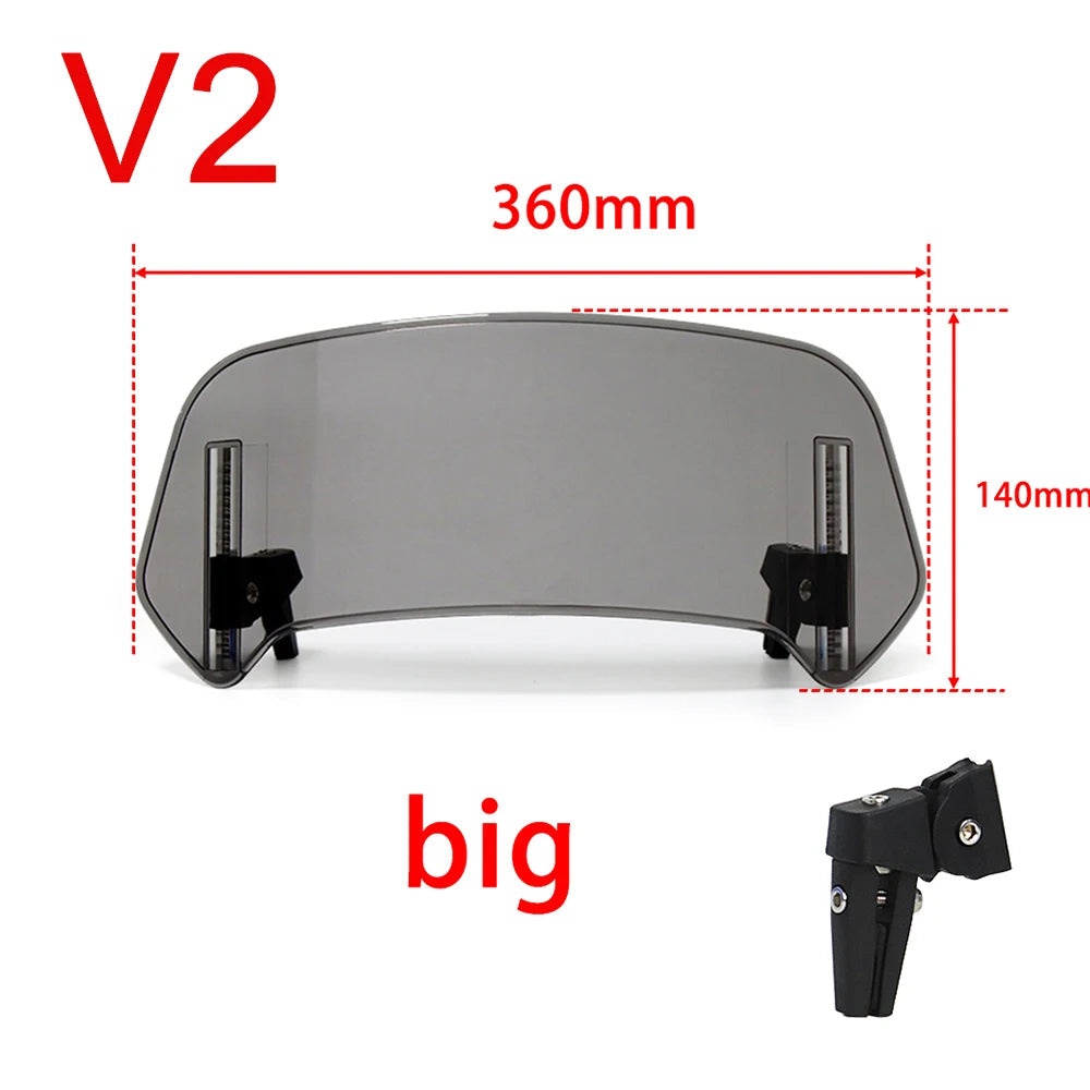Universal Motorcycle Windshield Extension Adjustable Spoiler Clamp-On Windscreen Deflector For BMW KAWASAKI YAMAHA HONDA SUZUKI