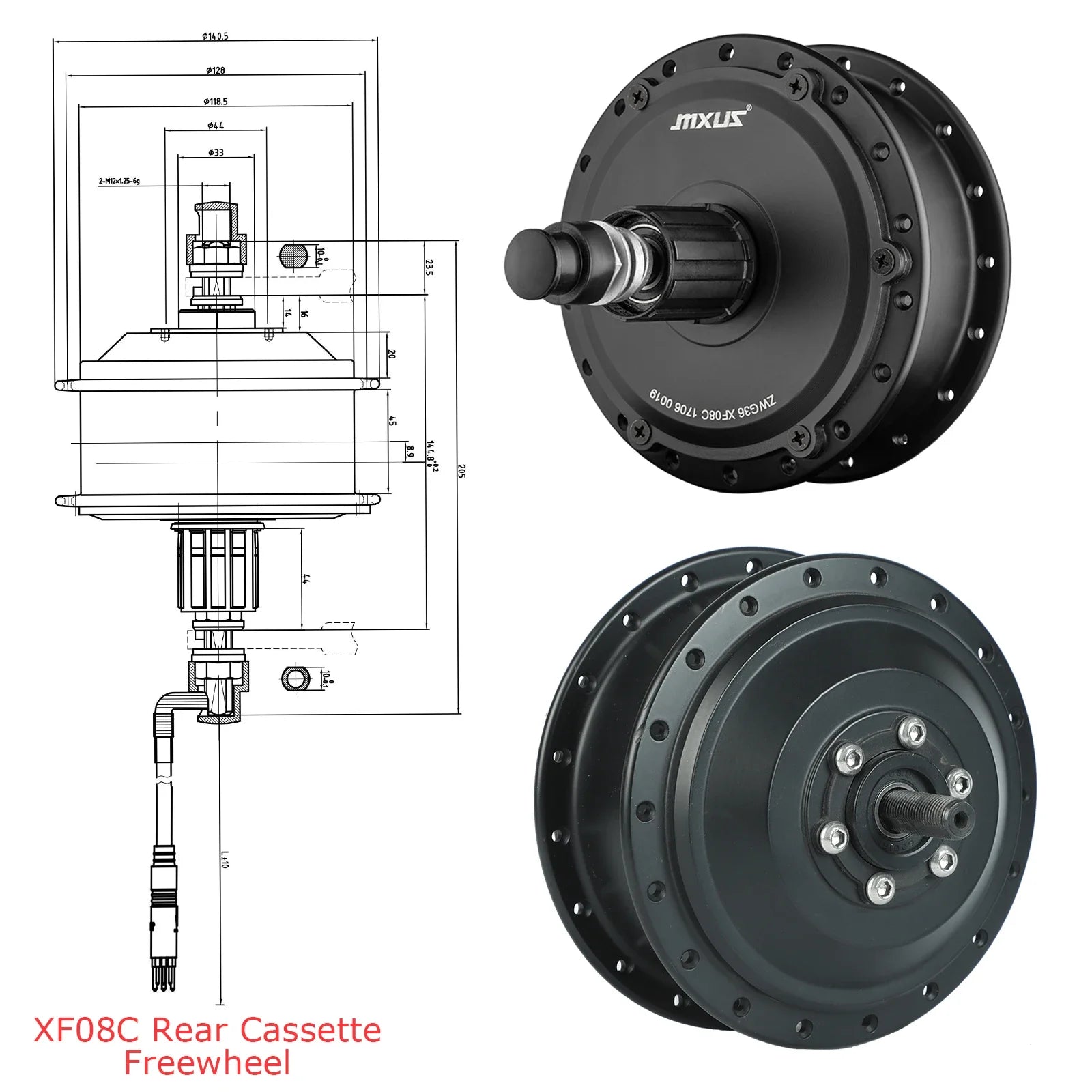 MXUS elektrický bicykel E‑Bike motor bezkefkový prevodový nábojový pohon