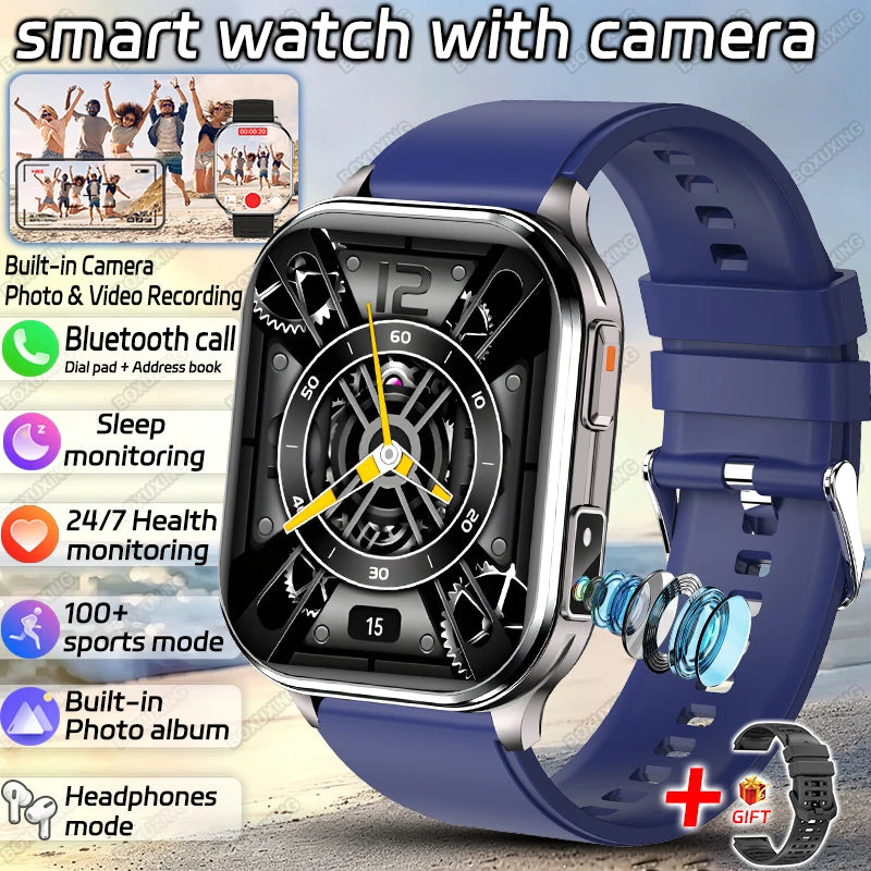 2026 Νew Smart Watch With Camera Men Women Photos Record Video Health Sports Fitness IP68 Waterproof Call Recording Smartwatches