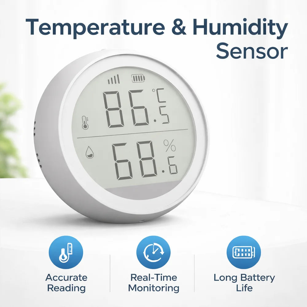 Work with Tuya Smart ZigBee Thermometer Home Indoor Temperature And Humidity Se nsor LCD Display APP Voice Control Alexa Google Home Assistant