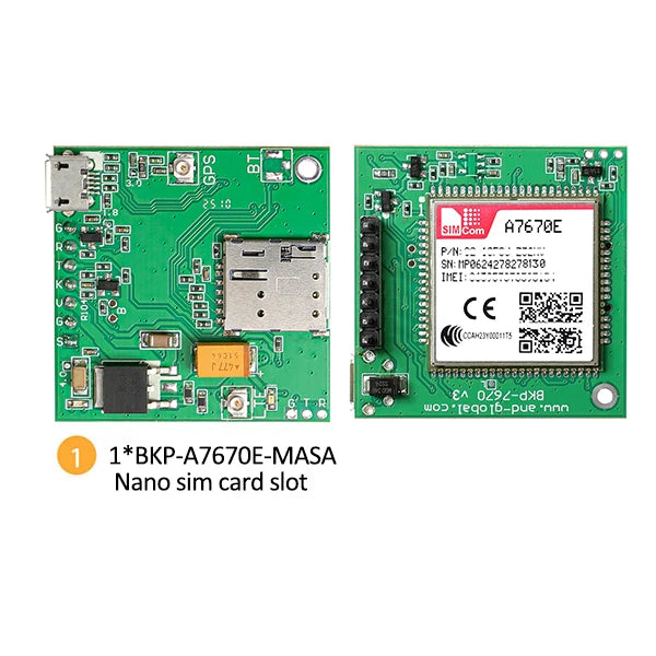 A7670E LTE Cat 1 4G Module Breakout Kit with Nano SIM Slot