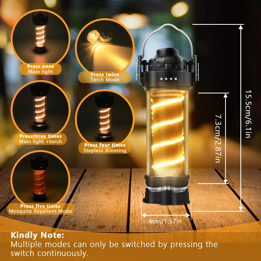 Outdoor LED Camping Light with Tripod, 5 Modes and USB Charging