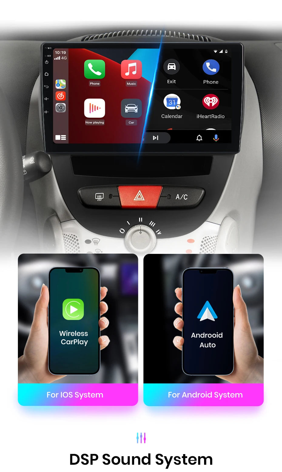 Junsun V1 Plus Car Radio with Wireless CarPlay & Android Auto