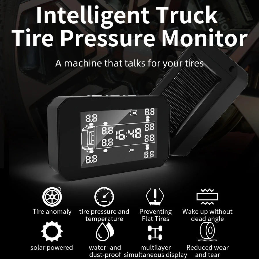 Sistem de monitorizare a presiunii anvelopelor pentru camion cu ecran LCD și senzori externi