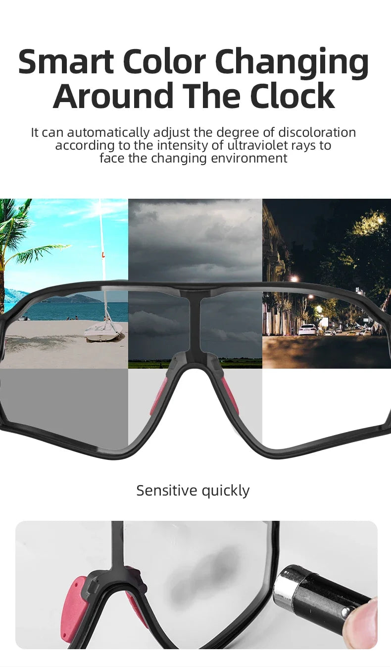 Photochromic Bike Glasses UV400 Cycling Sunglasses for Men and Women