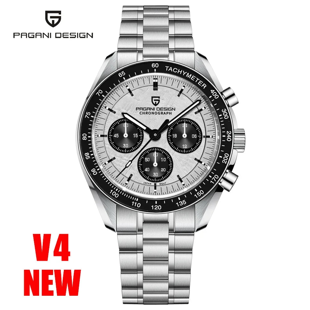 Orologio Cronografo da Uomo Pagani Design con Zaffiro, Quarzo, Resistente all'Acqua 100M