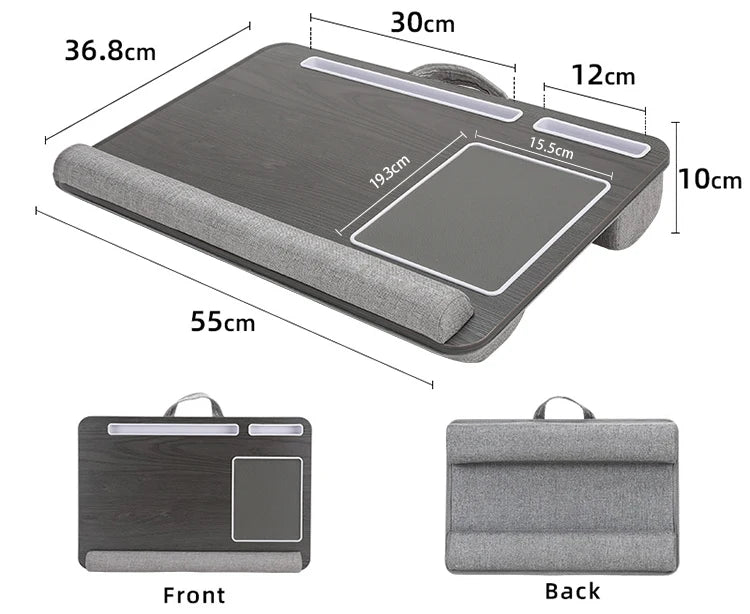 Bamboo Laptop Desk with Mouse Pad & Anti-Slip Grooves