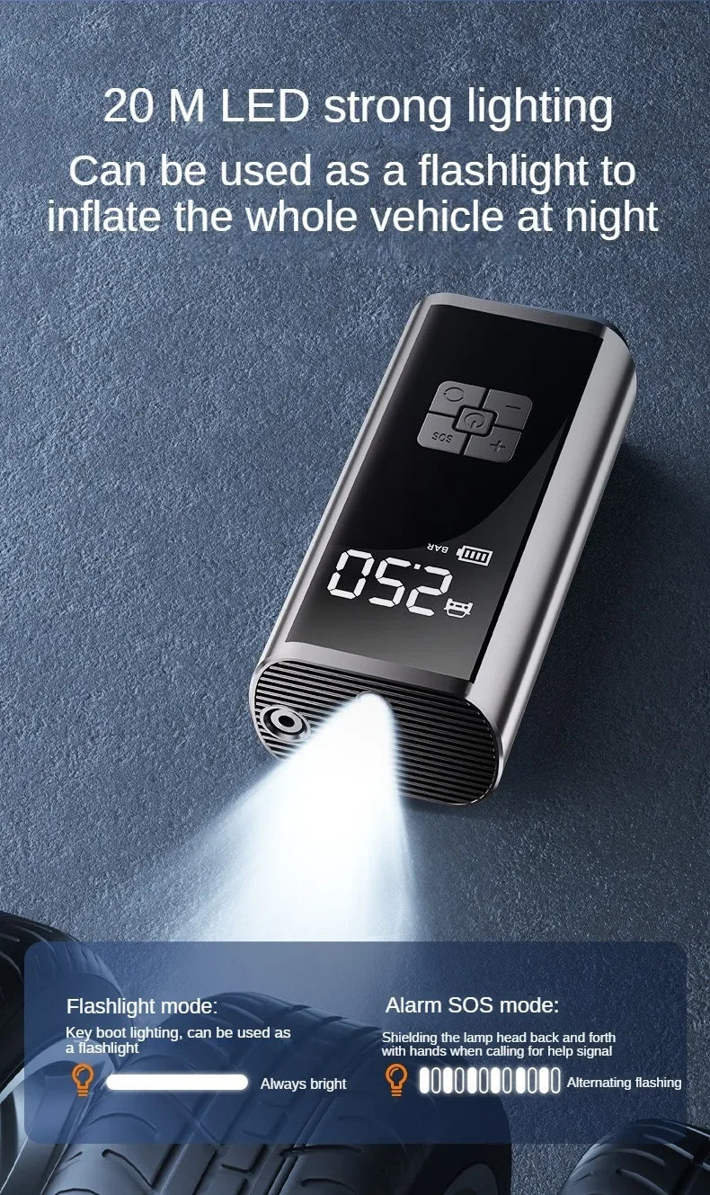 Trådlös bilpump bärbar däckpump med digital display