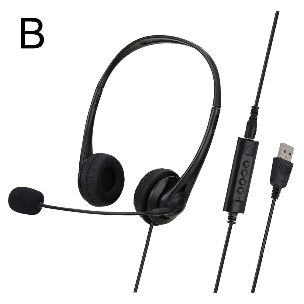 3.5mm/USB Computer Headset with Noise Cancelling Microphone Chatting Network Teaching Video Conferencing Stereo Wired Headset