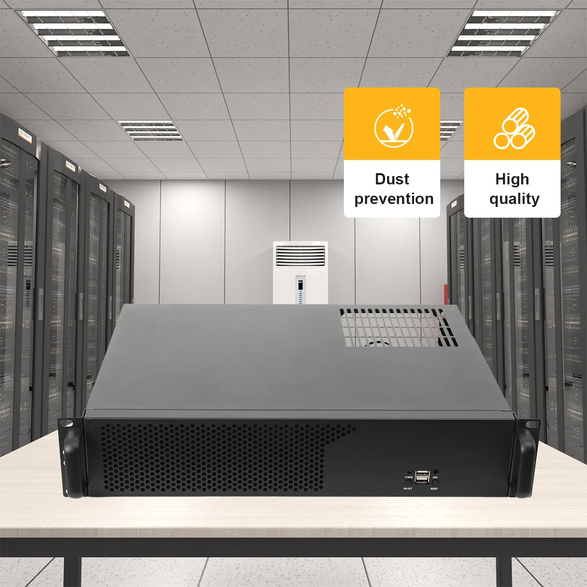 2U chassis aluminium panel ultra kort industrielt kontrolserver chassis datalagring bundkort serverkasse