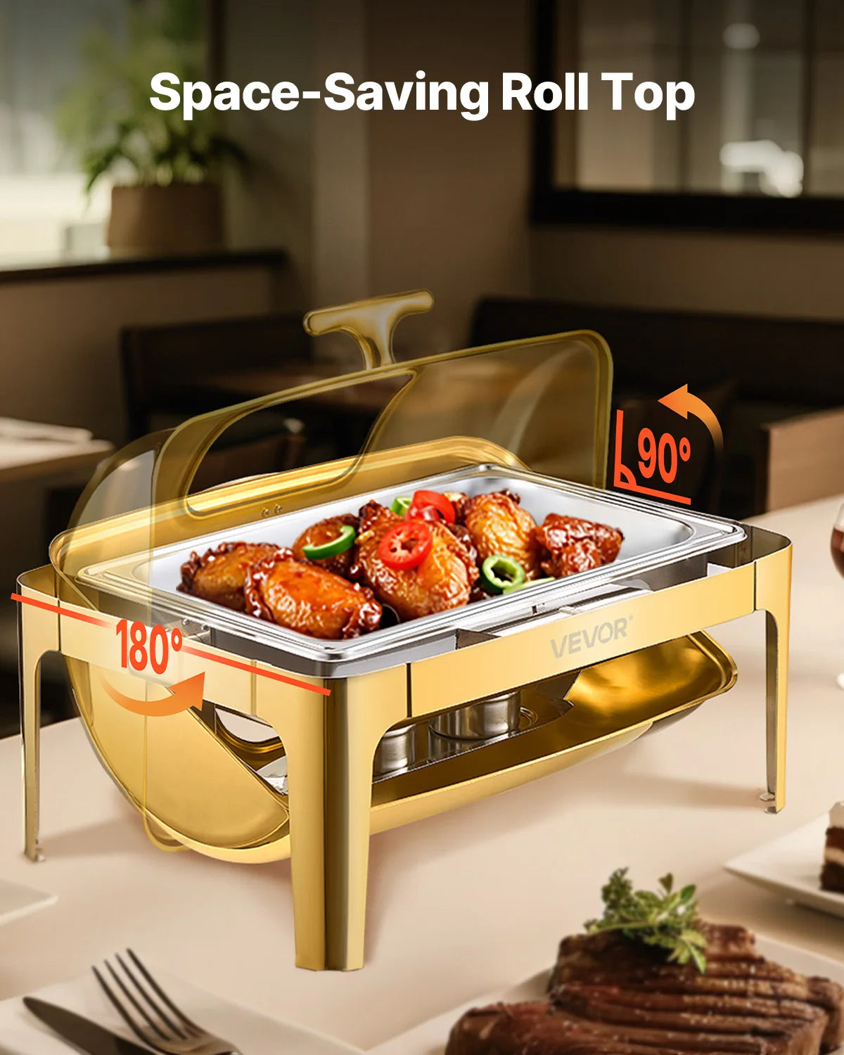 9 Quart Roll-Top Chafing Dish with Viewing Lid