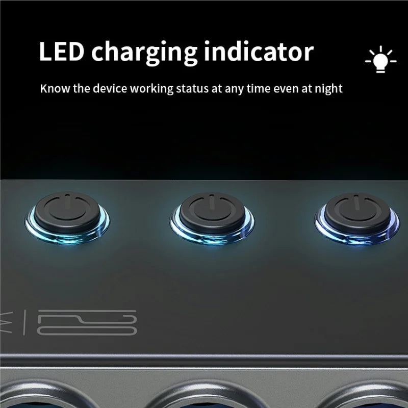 Car Cigarette Lighter Splitter Adapter with Multi-Port USB Charging
